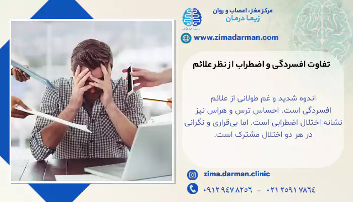 تفاوت افسردگی و اضطراب از نظر نوع و شدت علائم