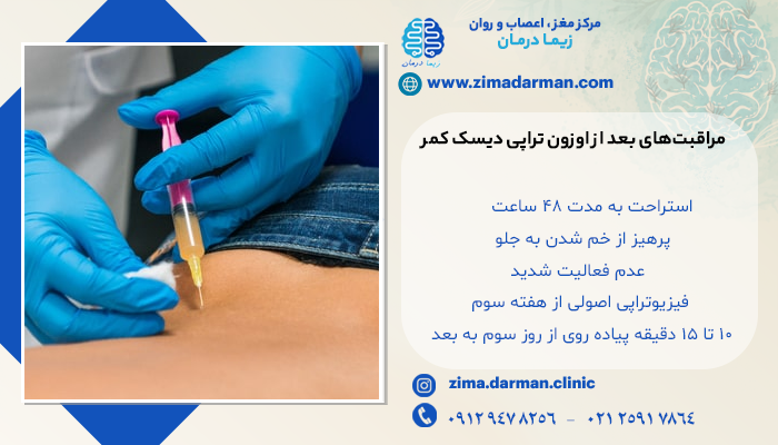 مراقبتهای بعد از اوزون تراپی دیسک کمر