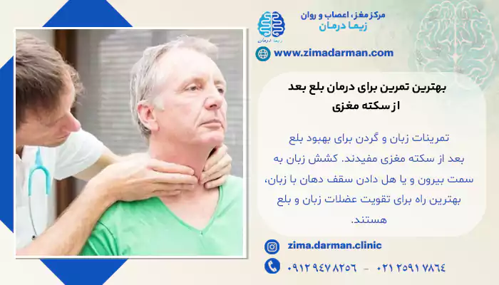 آقای مسن درحال انجام تمرین نگه داشتن زبان برای درمان مشکل بلع ناشی از سکته