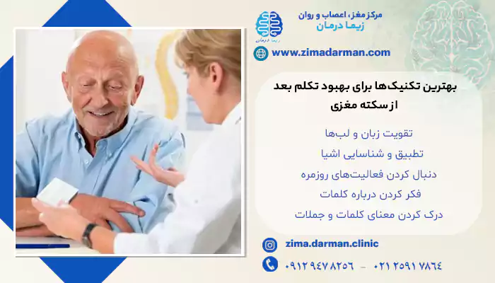 پیرمرد درحال صحبت با گفتار درمانگر جهت درمان عدم تکلم بعد از سکته