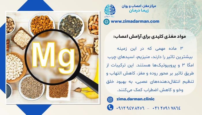 مواد مغذی کلیدی برای آرامش اعصاب: منیزیم، امگا-3 و پروبیوتیکها