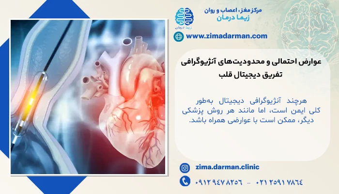 عوارض احتمالی و محدودیتهای آنژیوگرافی تفریق دیجیتال قلب