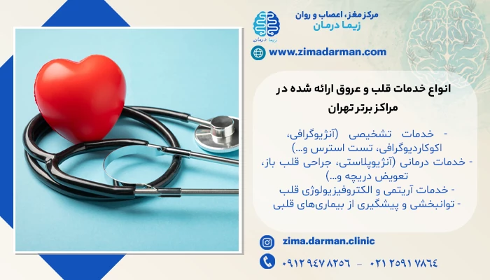 انواع خدمات قلب و عروق ارائه شده در مراکز برتر تهران