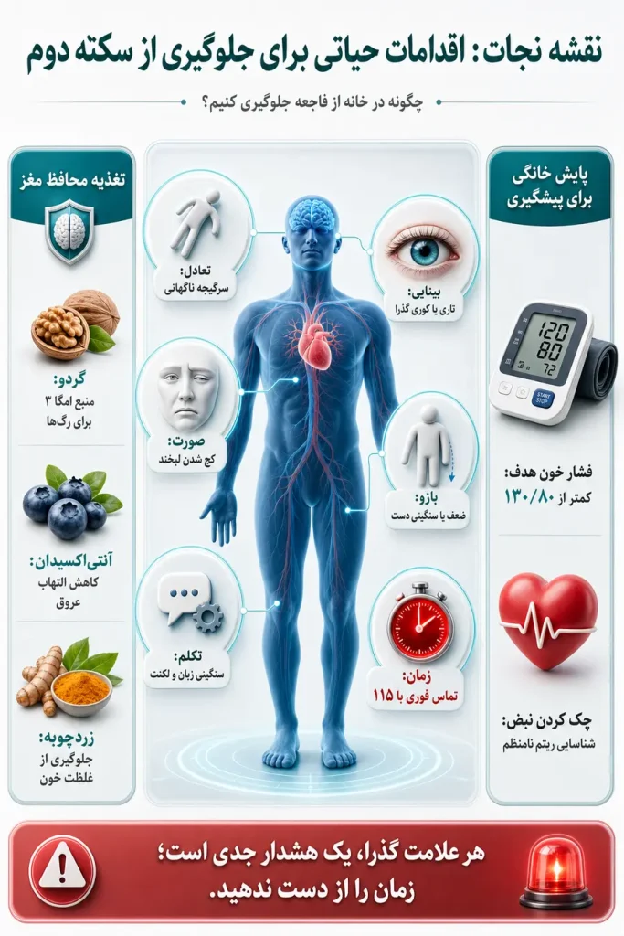 اینفوگرافی اقامات حیاتی برای جلوگیری از سکته مغزی مجدد